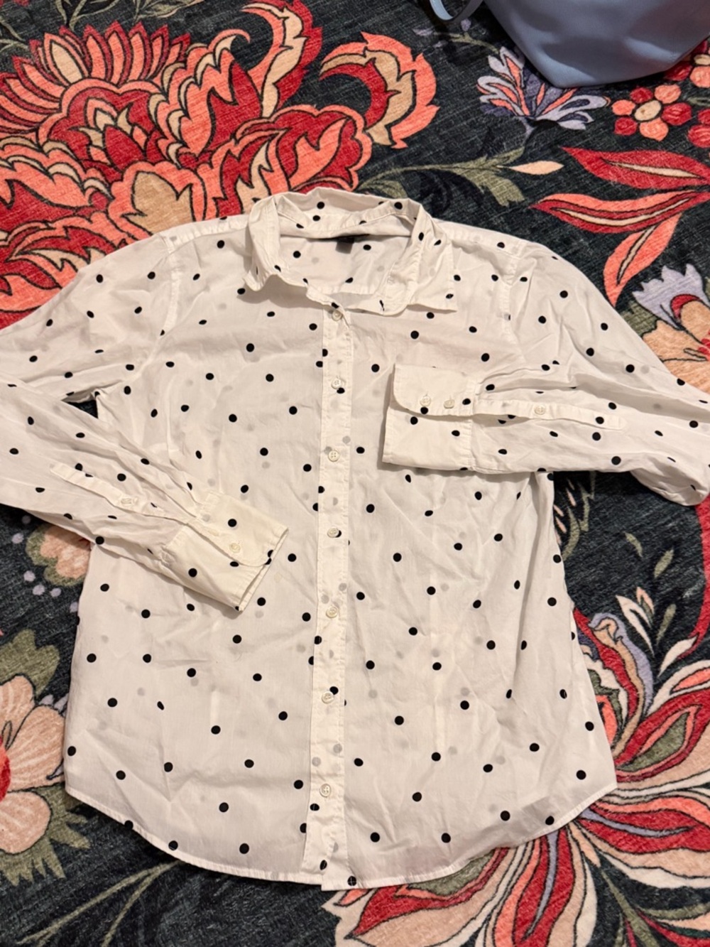 J.Crew Perfect Shirt Polka Dot Button Down Size 6 - Picture 2 of 6